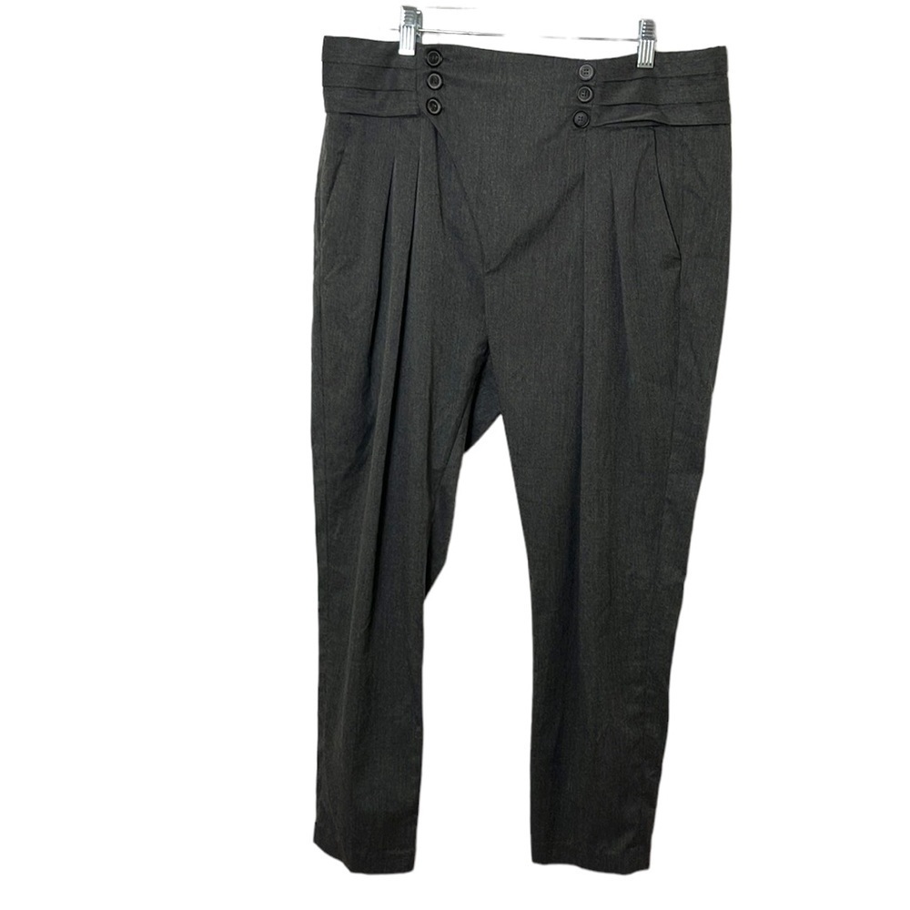 Zara Grey Button Dress Career Business‎ Straight Leg Pants Size Large